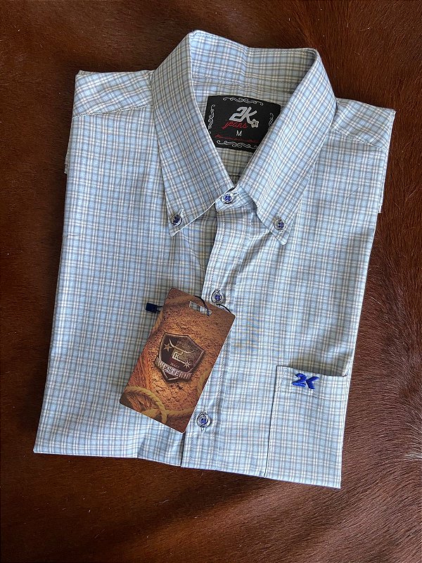 Camisa 2K Jeans Xadrez manga curta