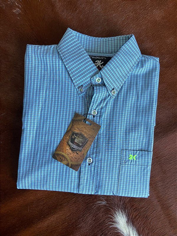 Camisa 2K Jeans Xadrez manga curta