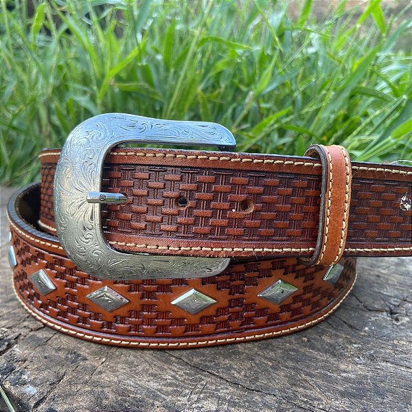 Cinto Pyramid Country Marrom Liso