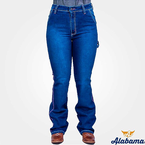 Calça Alabama Carpinteira Bordada Alexia Pink Neon