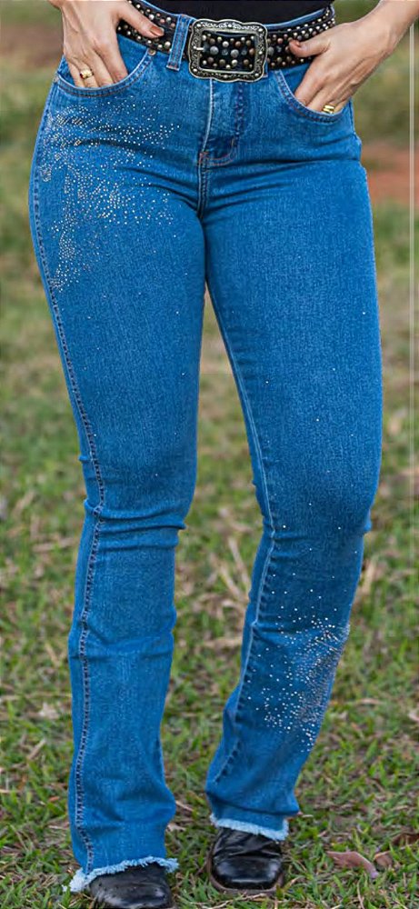 Calça American Country Boot Cut com Strass Cavalos