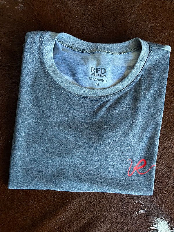 Camiseta Red Western Cinza Estampada nas Costas