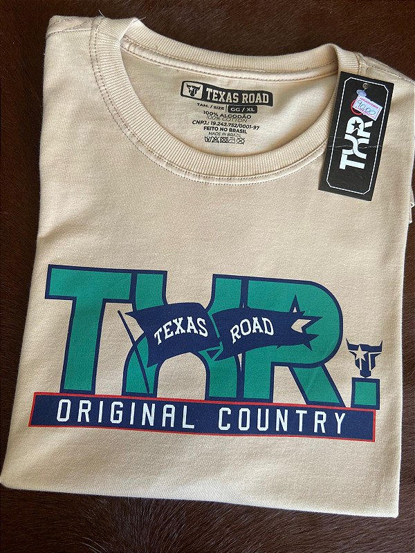 Camiseta Texas Road Bege/Verde