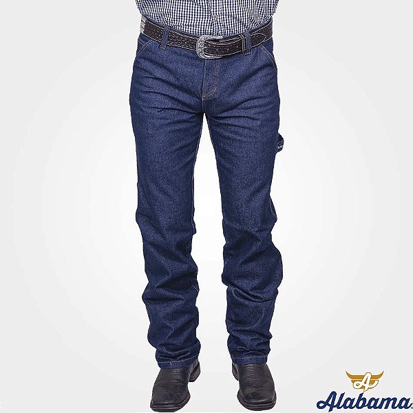 Calça Alabama Carpinteira 100% Algodão Azul Amaciado
