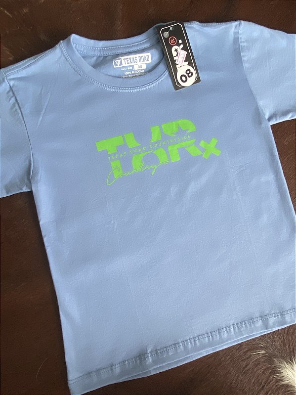 Camiseta Texas Road Azul bebê/ Verde