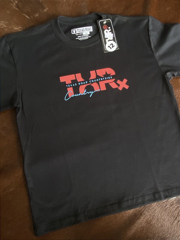 Camiseta Texas Road Preto/ Vermelho