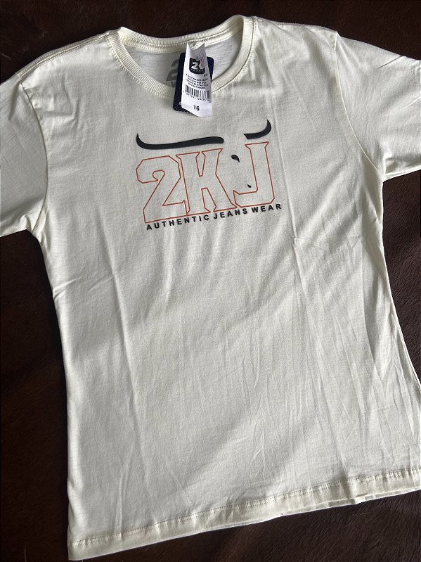 Camiseta 2K Jeans Bege/Laranja
