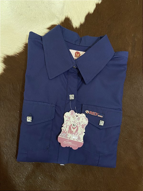 Camisete Red Western Azul Marinho com strass costas