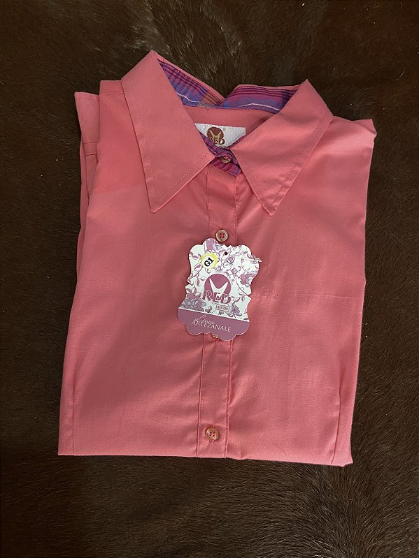 Camisete Red Western Rosa Pink com strass mangas