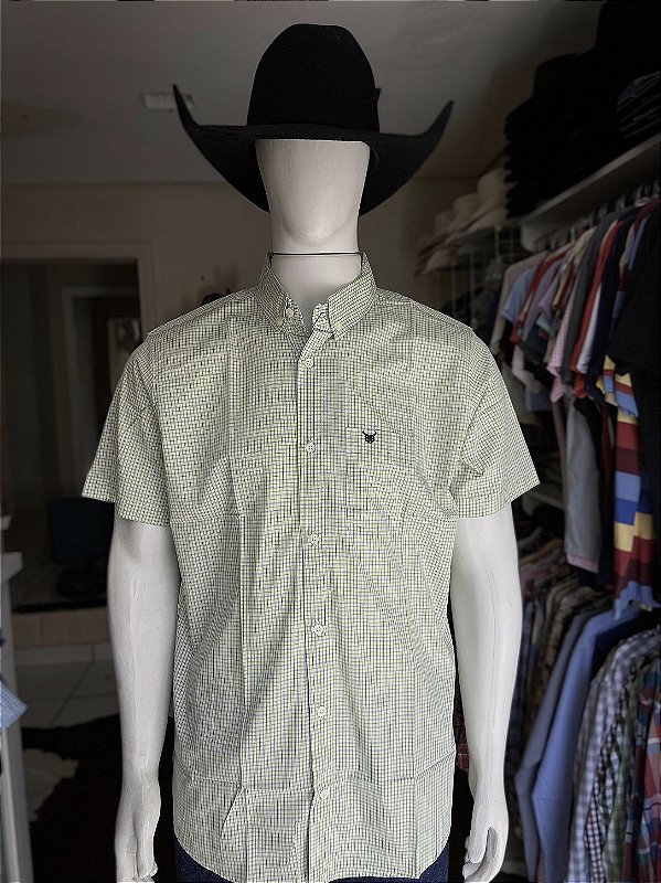 Camisa Bull Brand Xadrez Verde Manga Curta