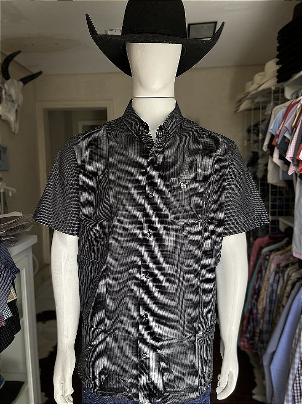 Camisa Bull Brand Manga Curta Xadrez Preto