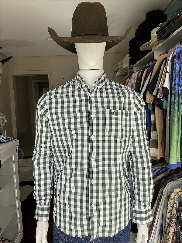 Camisa Bull Brand Manga Longa Xadrez Verde