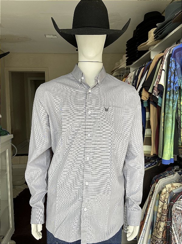Camisa Bull Brand Manga Longa Lisa Cinza