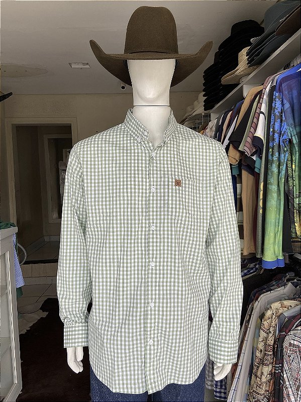 Camisa Bull Brand Manga Longa Xadrez Verde