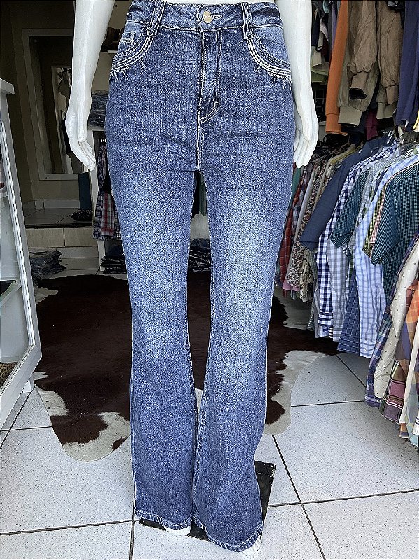 Calça Bill Way Flare Bordada