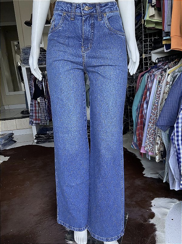 Calça American Country Wide Leg com Strass AC855
