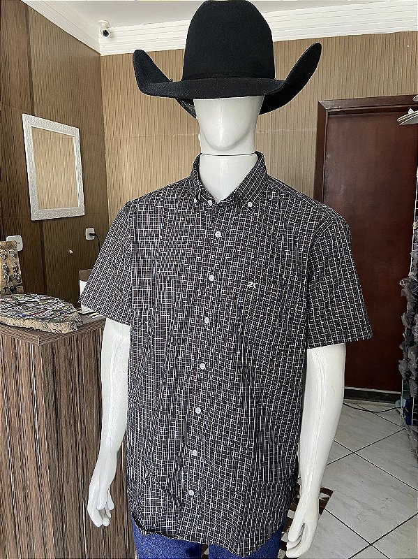 Camisa 2K Jeans Xadrez Manga Curta