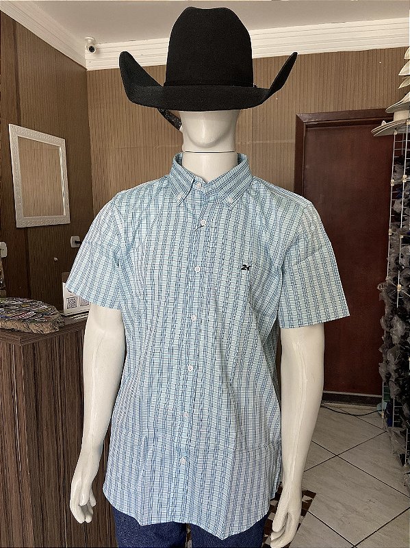 Camisa 2K Jeans Manga Curta Xadrez