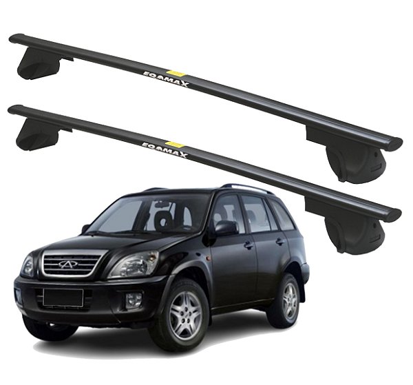RACK P/ LONGARINAS ALPHA AÇO 02 (1,20M) CAOA / CHERY TIGGO 2010 2011 2012 2013 2014 - PRETO
