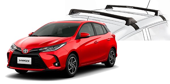 RACK EQMAX NEW WAVE TOYOTA YARIS HATCH 2018 2019 2020 2021 2022 2023 2024 2025 - PRETO