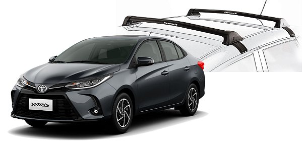 RACK EQMAX NEW WAVE TOYOTA YARIS SEDAN 2019 2020 2021 2022 2023 2024 2025 - PRETO
