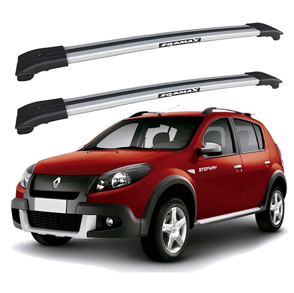 RACK TRAVESSA LARGA EQMAX RENAULT SANDERO STEPWAY 2009 2010 2011 2012 2013 - CINZA