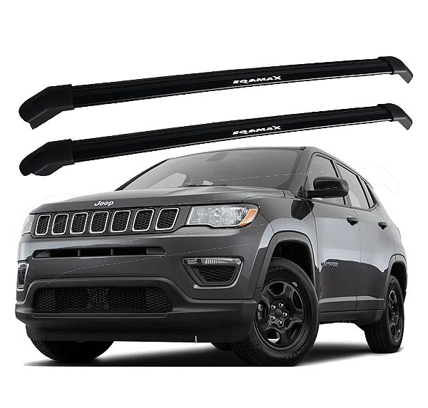 RACK P/ LONGARINAS INTEGRADAS EQMAX DELTA JEEP COMPASS 2019 2020 2021 2022 2023 2024 2025 - PRETO