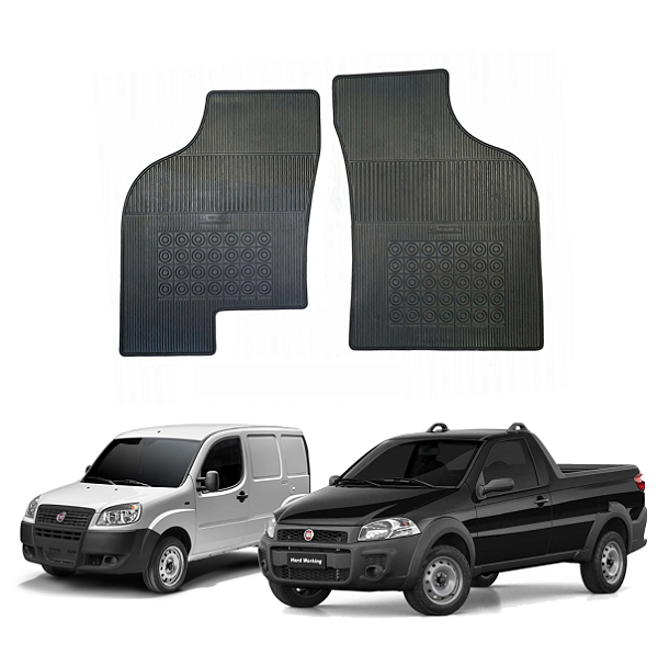 TAPETE BORRACHA FIAT DOBLO CARGO 2002 / 2020 // PICK-UP STRADA 1999 / 2019 - PRETO
