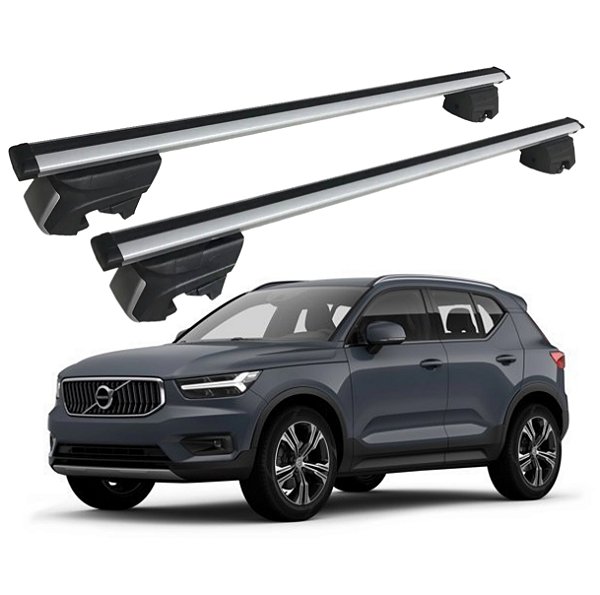 RACK P/ LONGARINAS INTEGRADAS BETA ALUMÍNIO (1,26M) VOLVO XC40 2018 2019 2020 2021 2022 2023 - CINZA
