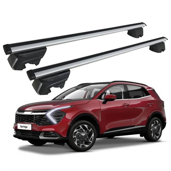 RACK P/ LONGARINAS INTEGRADAS BETA ALUMÍNIO (1,26M) KIA NOVO SPORTAGE 2017 2018 2019 2020 2021 2022 2023 2024 2025 - CINZA