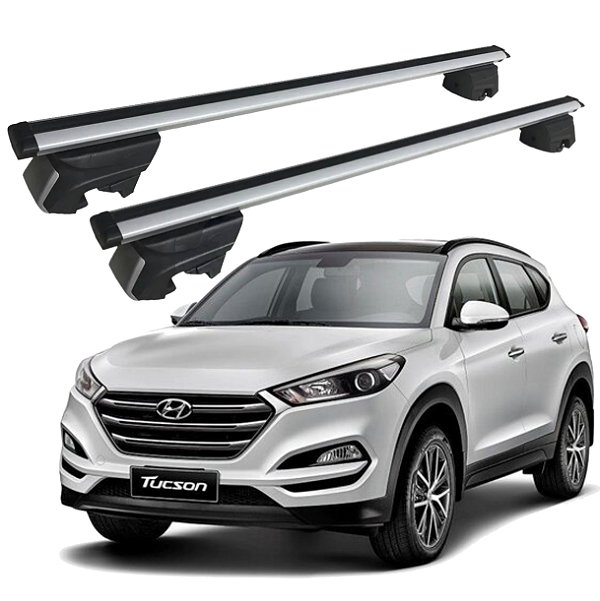 RACK P/ LONGARINAS INTEGRADAS BETA ALUMÍNIO (1,26M) HYUNDAI TUCSON 2017 2018 2019 2020 2021 2022 2023 2024 2025 - CINZA