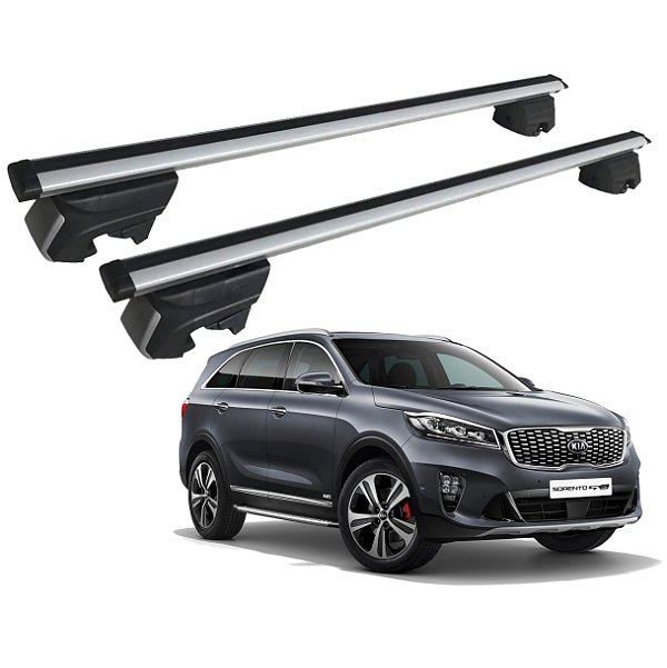 RACK P/ LONGARINAS INTEGRADAS BETA ALUMÍNIO (1,26M) KIA SORENTO 2016 2017 2018 2019 2020 - CINZA