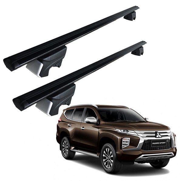 RACK P/ LONGARINAS INTEGRADAS BETA ALUMÍNIO (1,26M) MITSUBISHI PAJERO SPORT 2021 2022 2023 2024 2025 - PRETO