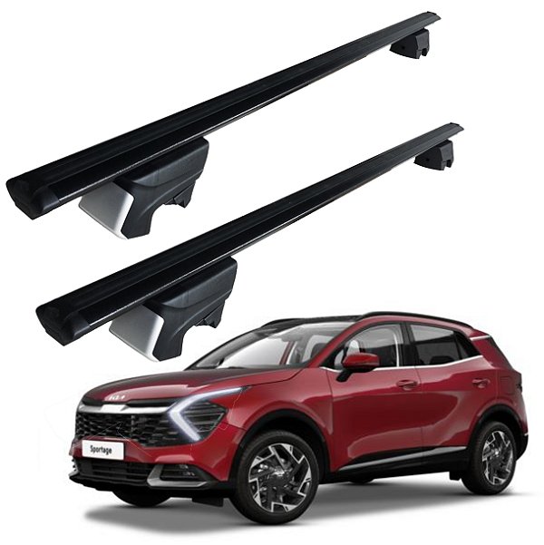 RACK P/ LONGARINAS INTEGRADAS BETA ALUMÍNIO (1,26M) KIA NOVO SPORTAGE 2017 2018 2019 2020 2021 2022 2023 2024 2025 - PRETO