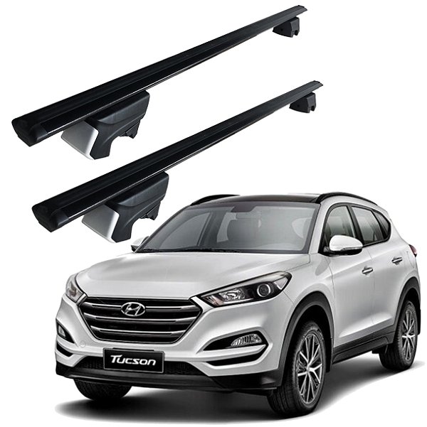 RACK P/ LONGARINAS INTEGRADAS BETA ALUMÍNIO (1,26M) HYUNDAI TUCSON 2017 2018 2019 2020 2021 2022 2023 2024 2025 - PRETO