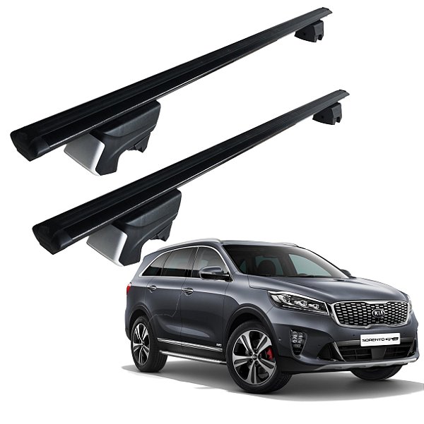 RACK P/ LONGARINAS INTEGRADAS BETA ALUMÍNIO (1,26M) KIA SORENTO 2016 2017 2018 2019 2020 - PRETO