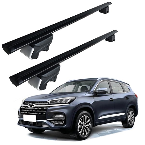 RACK P/ LONGARINAS INTEGRADAS BETA ALUMÍNIO (1,26M) CAOA / CHERY TIGGO 8 2020 2021 2022 2023 2024 - PRETO