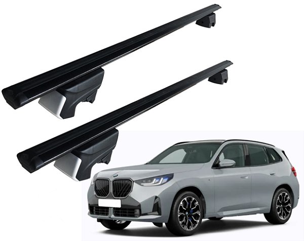 RACK P/ LONGARINAS INTEGRADAS BETA ALUMÍNIO (1,26M) BMW X3 2020 2021 2022 2023 - PRETO
