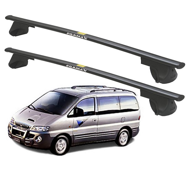 RACK P/ LONGARINAS ALPHA AÇO 01 (1,10M) HYUNDAI STAREX MPV 1997 1998 1999 2000 2001 2002 2003 2004 - PRETO