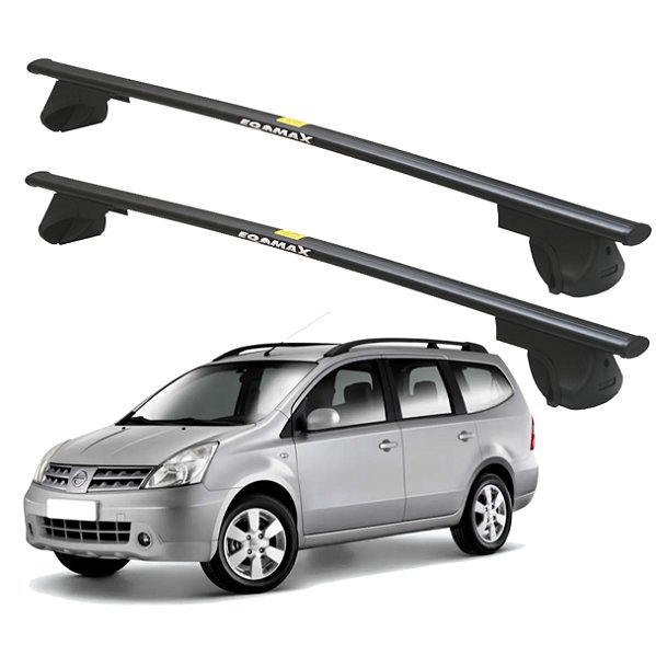 RACK P/ LONGARINAS ALPHA AÇO 01 (1,10M) NISSAN GRAND LIVINA 2013 2014 - PRETO