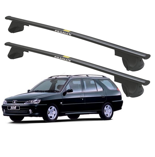 RACK P/ LONGARINAS ALPHA AÇO 01 (1,10M) PEUGEOT 306 SEDAN 1997 1998 1999 2000 2001 - PRETO