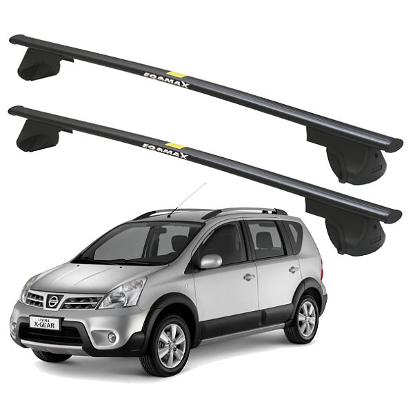 RACK P/ LONGARINAS ALPHA AÇO 01 (1,10M) NISSAN LIVINA X-GEAR 2009 2010 2011 2012 2013 2014 - PRETO
