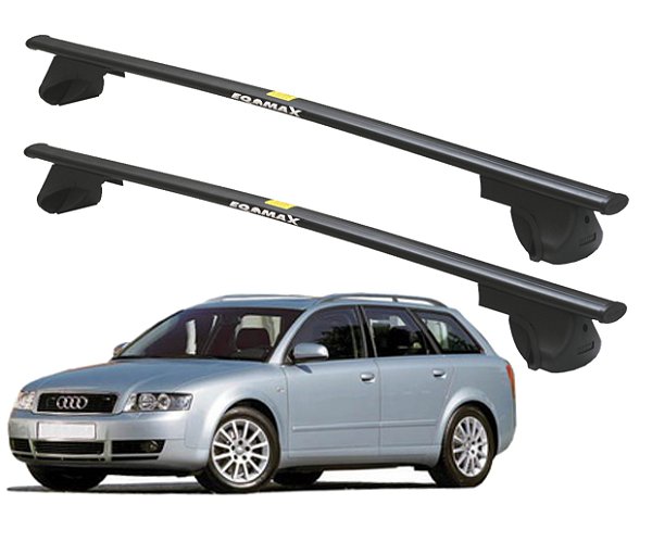 RACK P/ LONGARINAS ALPHA AÇO 02 (1,20M) AUDI A4 AVANT WAGON 1996 1997 1998 1999 2000 2001 2002 2003 2004 2005 2006 2007 - PRETO