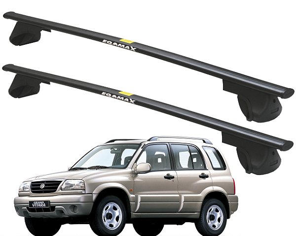 RACK P/ LONGARINAS ALPHA AÇO 02 (1,20M) SUZUKI GRAND VITARA 1998 1999 2000 2001 2002 2003 2004 - PRETO