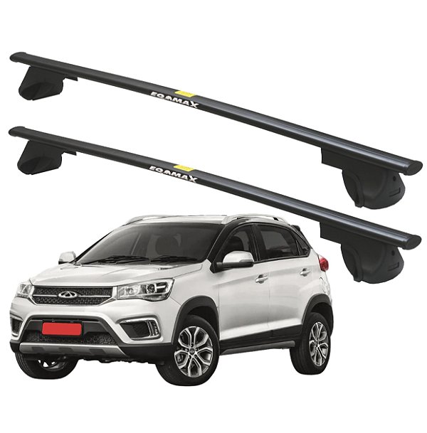 RACK P/ LONGARINAS ALPHA AÇO 02 (1,20M) CHERY TIGGO 2  2019 2020 - PRETO