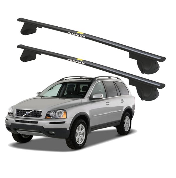 RACK P/ LONGARINAS ALPHA AÇO 02 (1,20M) VOLVO XC90 2002 2003 2004 2005 2006 2007 2008 2009 2010 2011 - PRETO