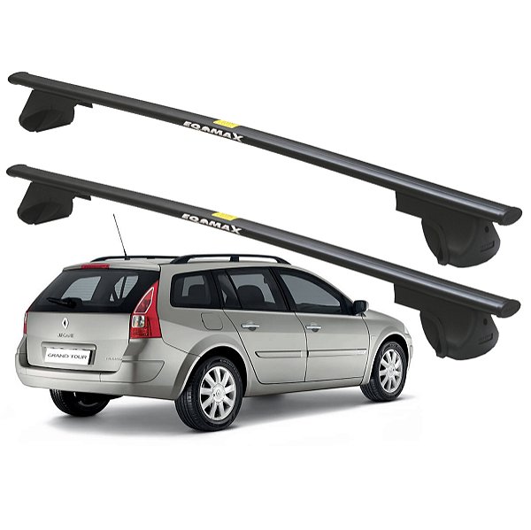 RACK P/ LONGARINAS ALPHA AÇO 02 (1,20M) RENAULT MEGANE GRAND TOUR 2006 2007 2008 2009 2010 2011 2012 2013 - PRETO