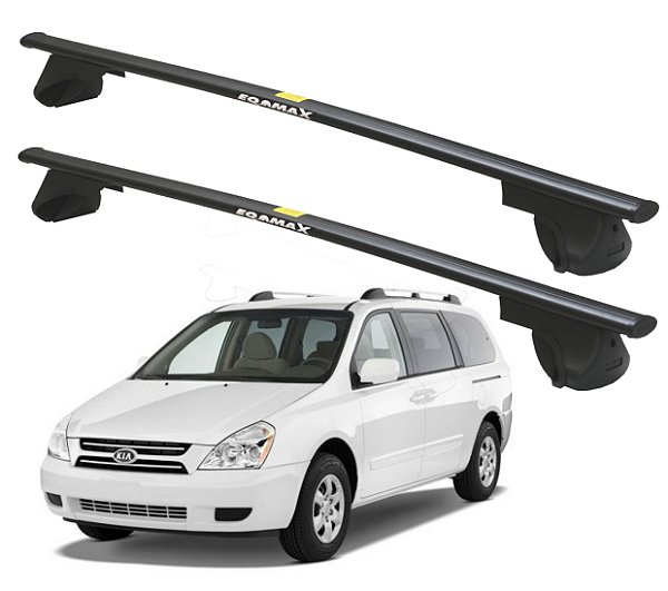 RACK P/ LONGARINAS ALPHA AÇO 02 (1,20M) KIA CARNIVAL 1998 1999 2000 2001 2002 2003 2004 2005 2006 2007 2008 2009 2010 2011 2012 2013 - PRETO