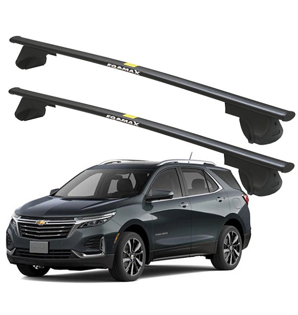 RACK P/ LONGARINAS ALPHA AÇO 02 (1,20M) GM EQUINOX 2016 2017 2018 2019 2020 - PRETO