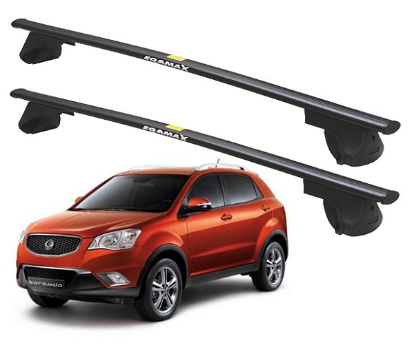 RACK P/ LONGARINAS ALPHA AÇO 02 (1,20M) SSANGYONG KORANDO 2011 2012 2013 2014 2015 2016 2017 2018 - PRETO